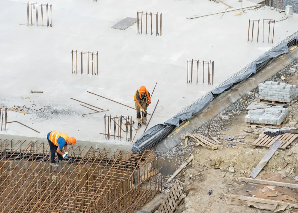 Men working on a foundation civil engineering project